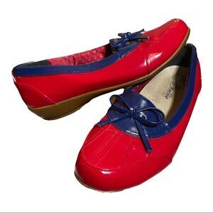 Beacon Misty Duck Rainy Rubber Slide Flats Red Blue Waterproof Loafers Women 8.5